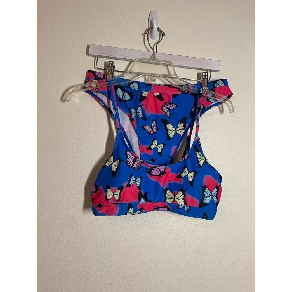NWOT Butterfly Bikini 2 Piece Blue Pink Summer Pool Beach Swimsuit Women Size XL